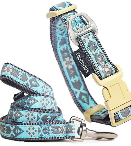 Touchdog 'Shape Patterned' Tough Stitched Embroidered Collar and Leash