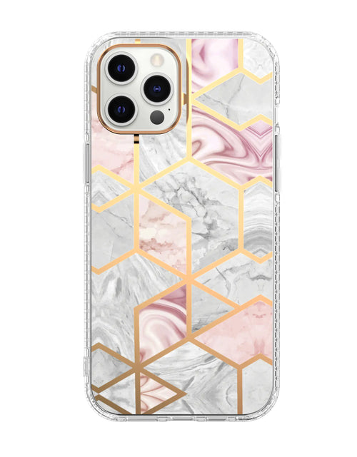 Load image into Gallery viewer, Mosaic Marble Pattern Floral Transparent Phone Case
