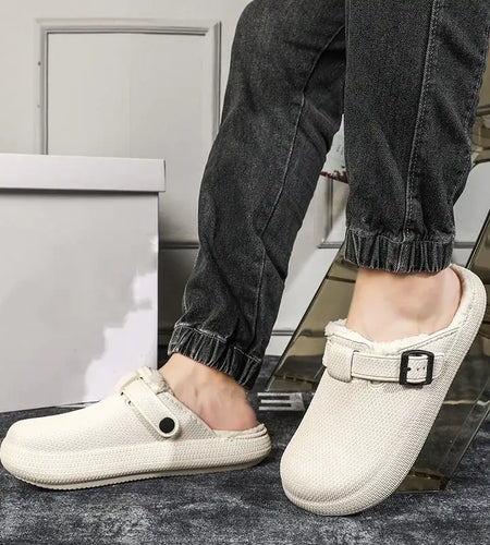 Fleece-Lined Eva Soft Bottom Slippers for Home Travel