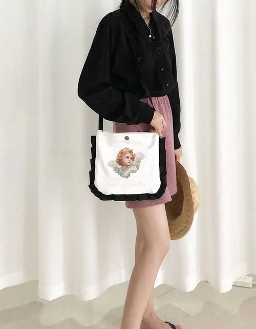 Load image into Gallery viewer, Mini Crossbody Coin Purse with Angel Print and Ruffles
