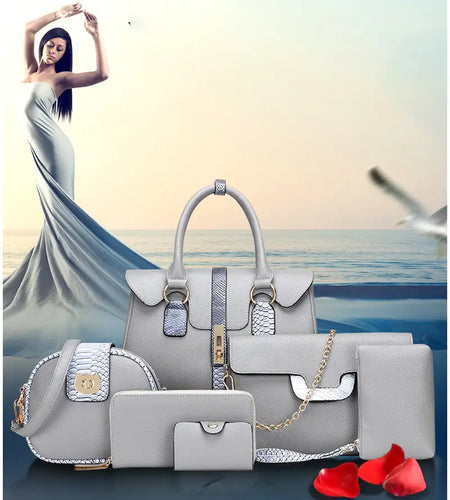 Trendy European Style Snake Print Shoulder Bag Set